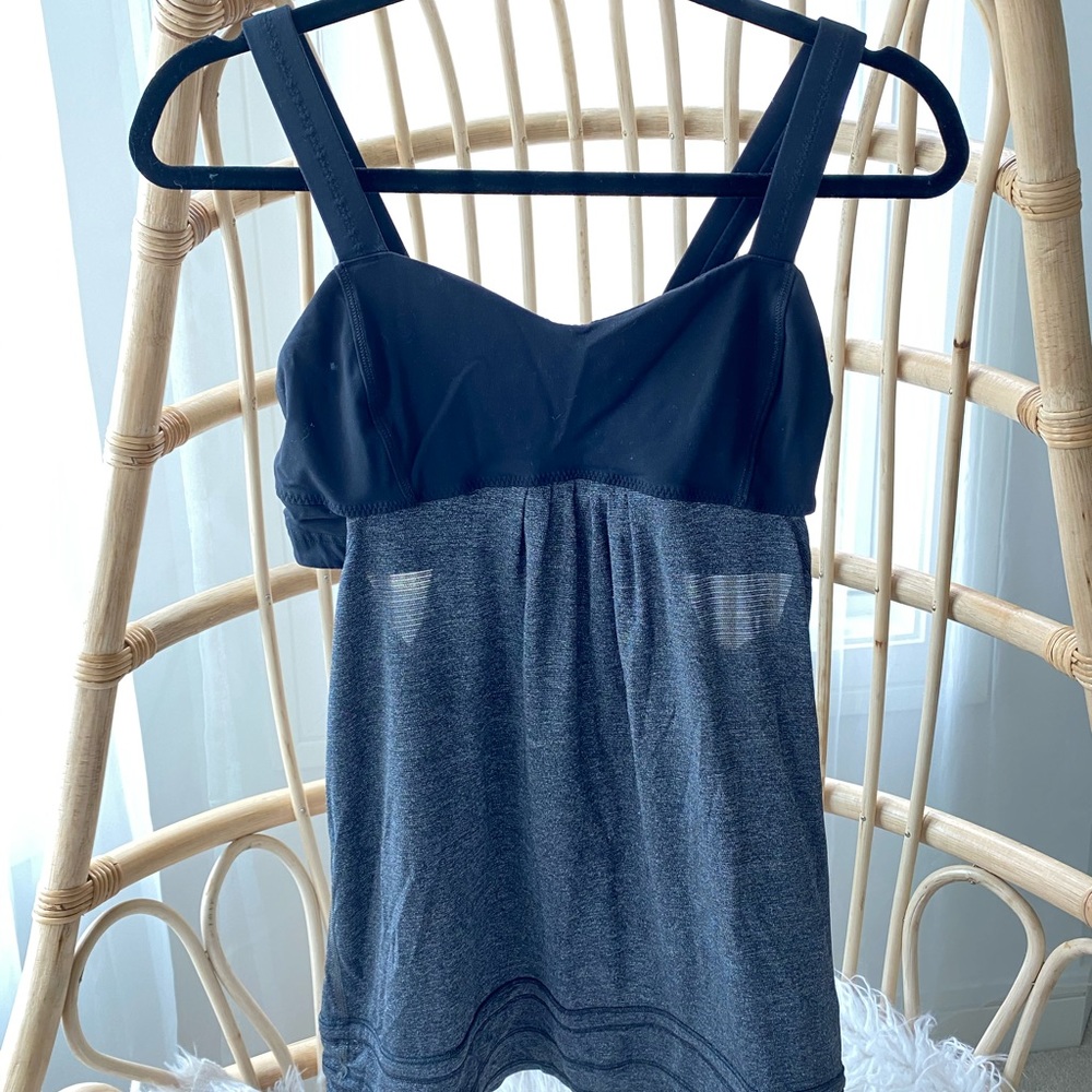 Lululemon Grey and Black Drawstring Hem Tank